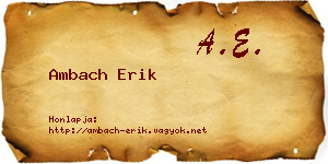 Ambach Erik névjegykártya